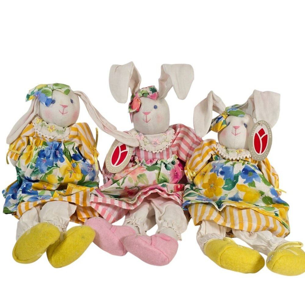 Bunny Rabbit Plush Stuffed Animal Toys Decorative Spring Cottagecore Floral